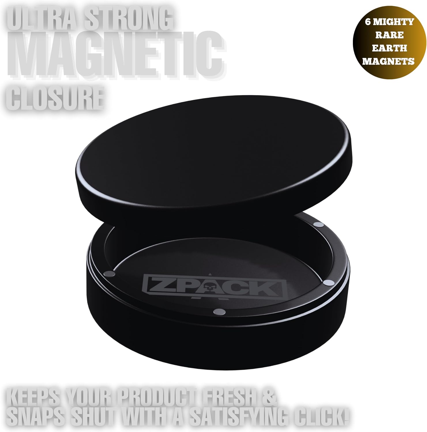 ZPACK Metal Can | Metal Pouch Can | Signature Series | Premium Aircraft-Grade Aluminum Container with Magnetic Closure | Slim EDC Pocket Tin | Carved Engraved Design | Gift for Him (Black)