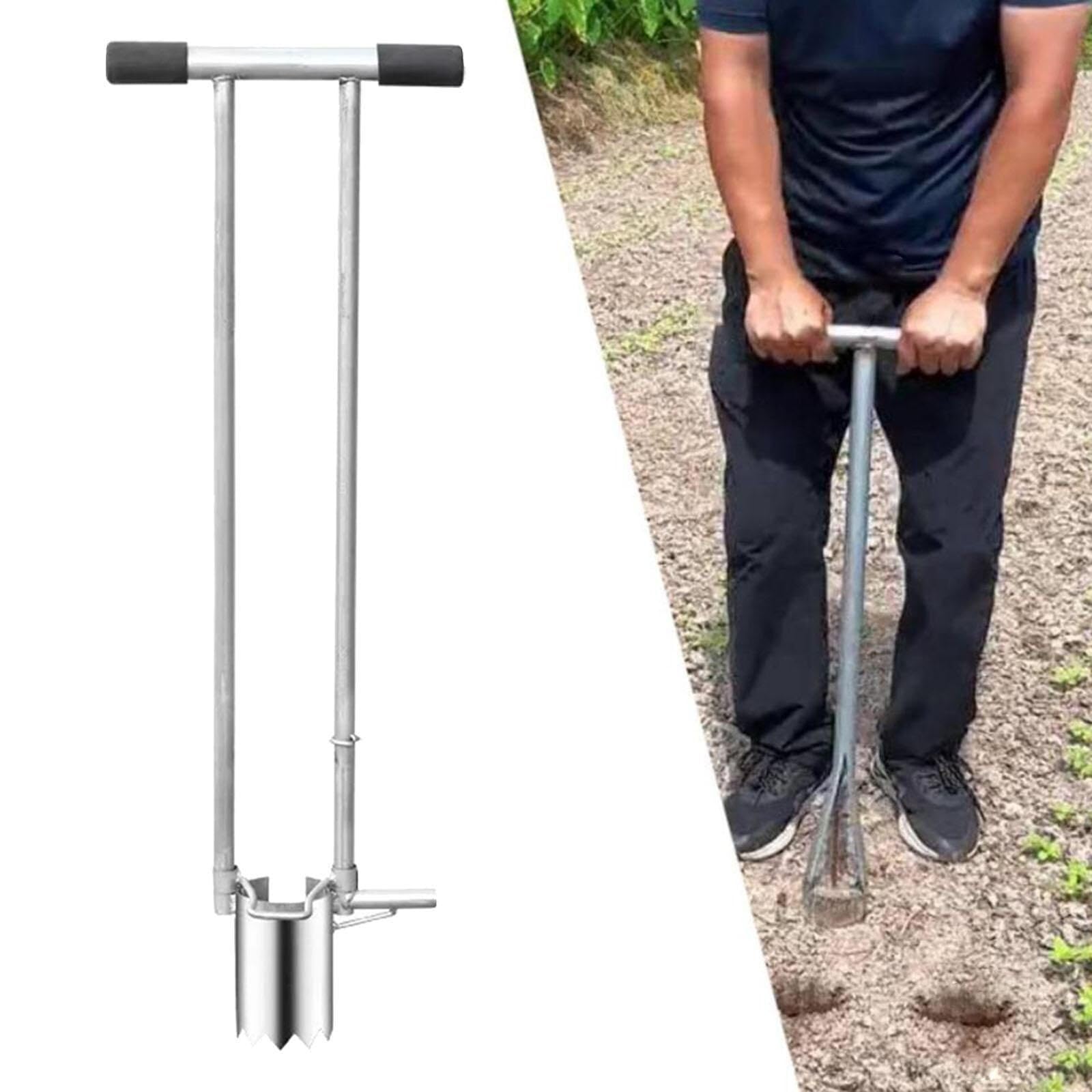 Urządzenie do pobierania próbek gleby ze stali nierdzewnej – ergonomiczna sadzarka do roślin, do ogrodu, na podwórko i rolnictwo, ze stabilnym uchwytem (stal nierdzewna, średnica 8 cm)