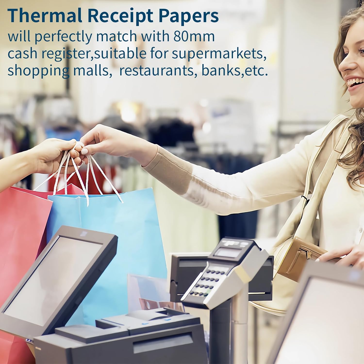 Thermal Receipt Paper, 2 1/4" x 85' Receipt Paper Cash Register for POS Credit Card (50 Rolls) - Image 5