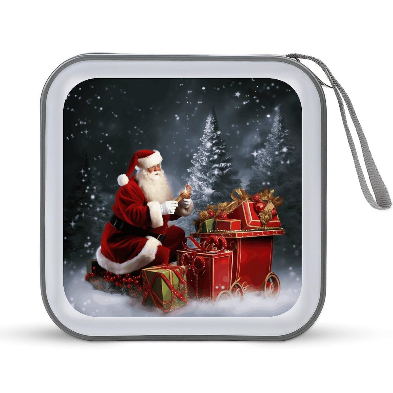 VstaDank - 40 Capacity Santa Gift CD Case with Zipper Disc Organizer, Portable CD Storage Organizer, Hard Plastic Storage, Storage CD Case Organizer