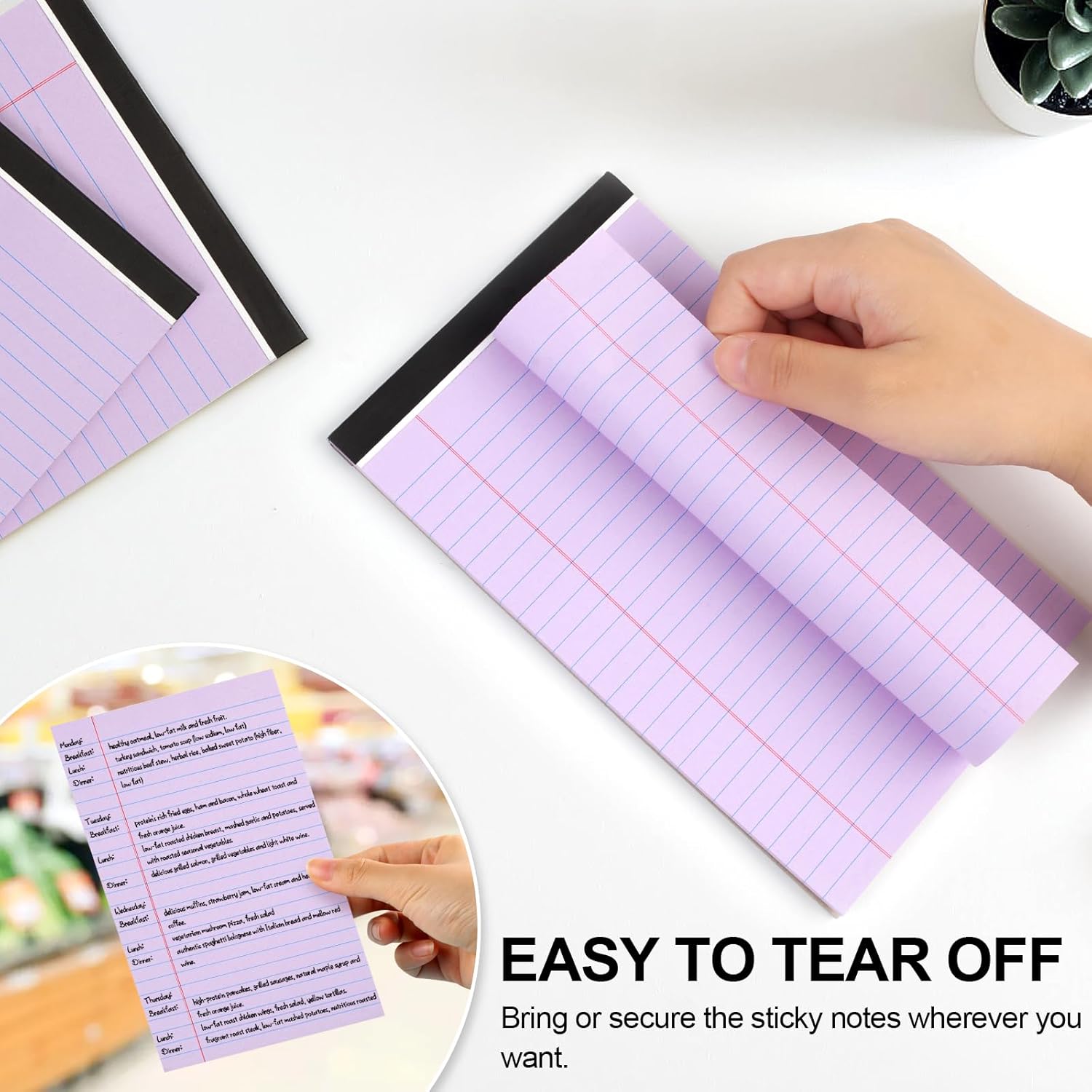 Utron 6 PCS Small Legal Pads 5x8 Purple, Narrow Ruled Small Note Pads 5x8, Micro Perforated Writing Pad, College Ruled Legal Notepads 5x8 for Study, Office, To-Do Lists(30 Sheets/Small Notepad) - Image 4