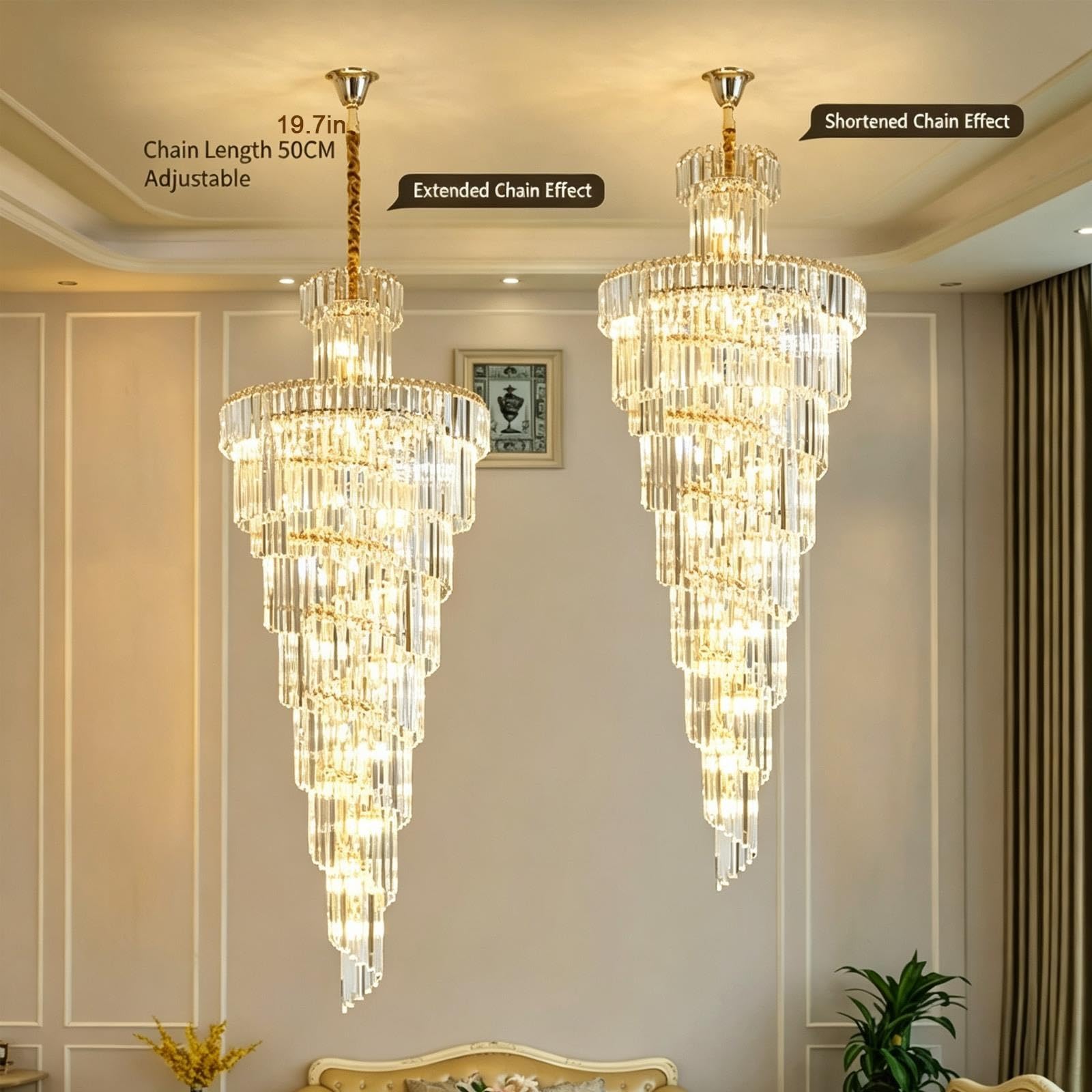 Lampadario Cristallo, Altezza Regolabile for Scale