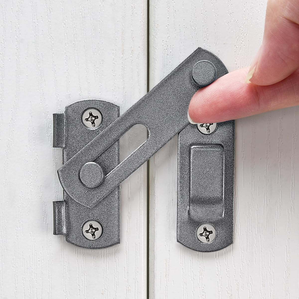 2 Packs Barn Door Latches，2.75” x 2.02” Grey Stainless Steel barn gate flip Door Latch Bi-fold Door Lock,Sliding Door Antique Lock Gate Latches Wine Cabinet Closet Door Latches