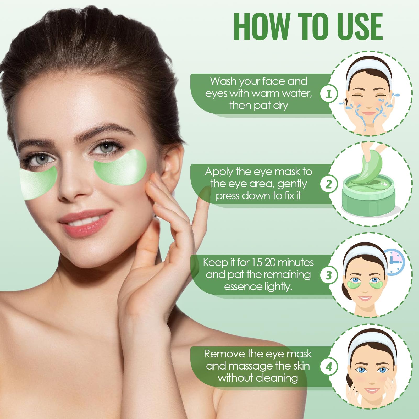 60 Pezzi Maschera Occhi di Aloe Vera,Patch Occhi Per Rimuovi Borse e Puffiness, Collagene Patch Occhi, Maschera Occhiaie Donna Uomo, Collagene Maschera Occhi Eye Mask, Contorno Occhi Idratante