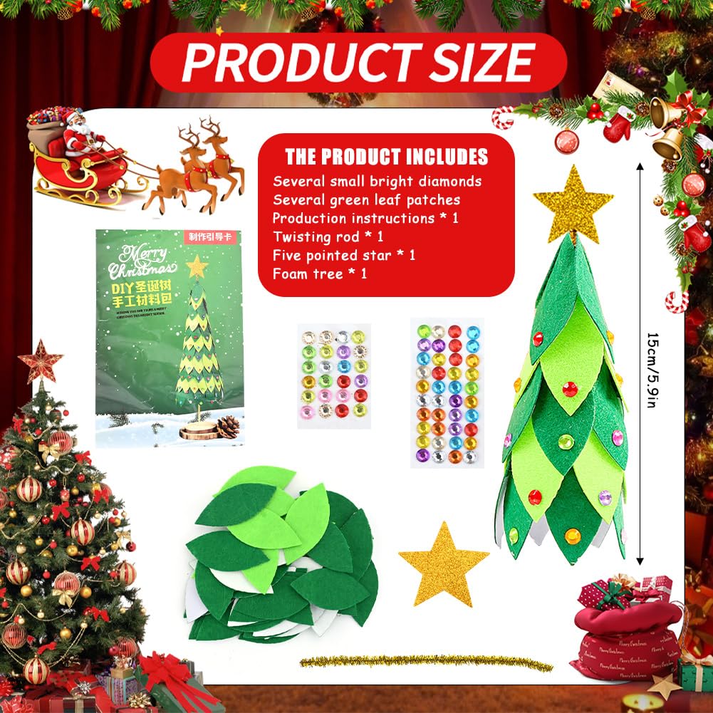 InteDesign Filcowy zestaw choinki, 3D DIY filcowy zestaw choinki, zestaw do majsterkowania z ręcznie wykonanymi ornamentami, filcowa dekoracja choinkowa, upominki na przyjęcie, Boże Narodzenie, sztuka