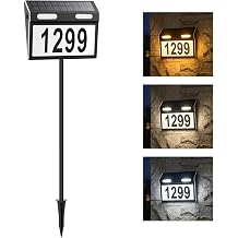 Brightown Solar House Number for Outside Address Signs - Stainless Steel Shell & Pole 3 Colors Waterproof Wall Mounted/In-Ground - Solar Powered Address Plaque for Yard Garden Home Black