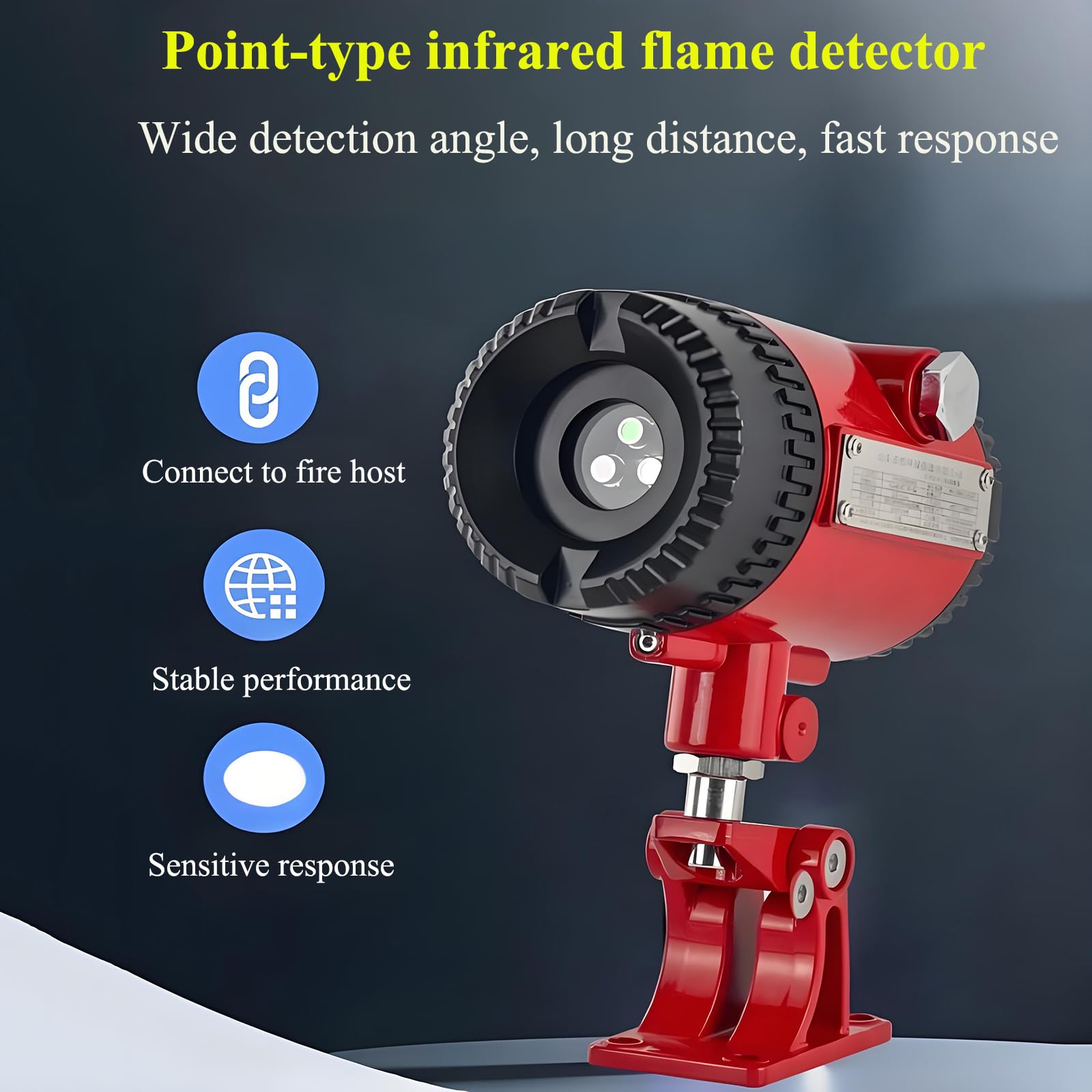 Detector Llamapor Inducción,alarmascontraincendios con Soporte Giratorio 360°,Distancia Detección35m,Requiere Conexión a Central Alarma contra Incendios,detecciónrápida Y Sensiblefaseinicialllama