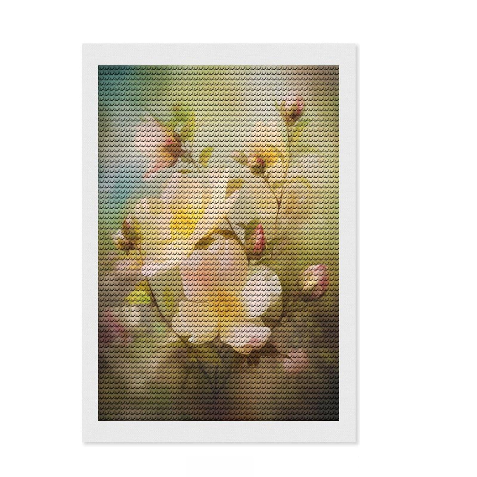 Junmoney Vintage Flowers Diamond Painting Canvas Set 8"x12", for Adults, Sparkling Round Gems, Thoughtful Handmade Gift, Modern Decor