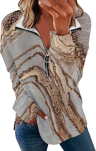 FABFEGU Blusas de algodón para mujer, sudaderas con media cremallera, sudaderas recortadas con cremallera de un cuarto, sudaderas con capucha para