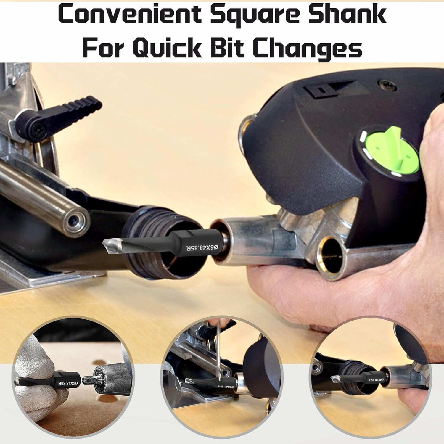 Domino Cutter Solid Carbide Bits for DF500 Jointer Machines, 5 Pcs Domino Bits (4mm, 5mm, 6mm, 8mm, 10mm), Precision with Extended Spiral Flute, Black Tungsten Carbide