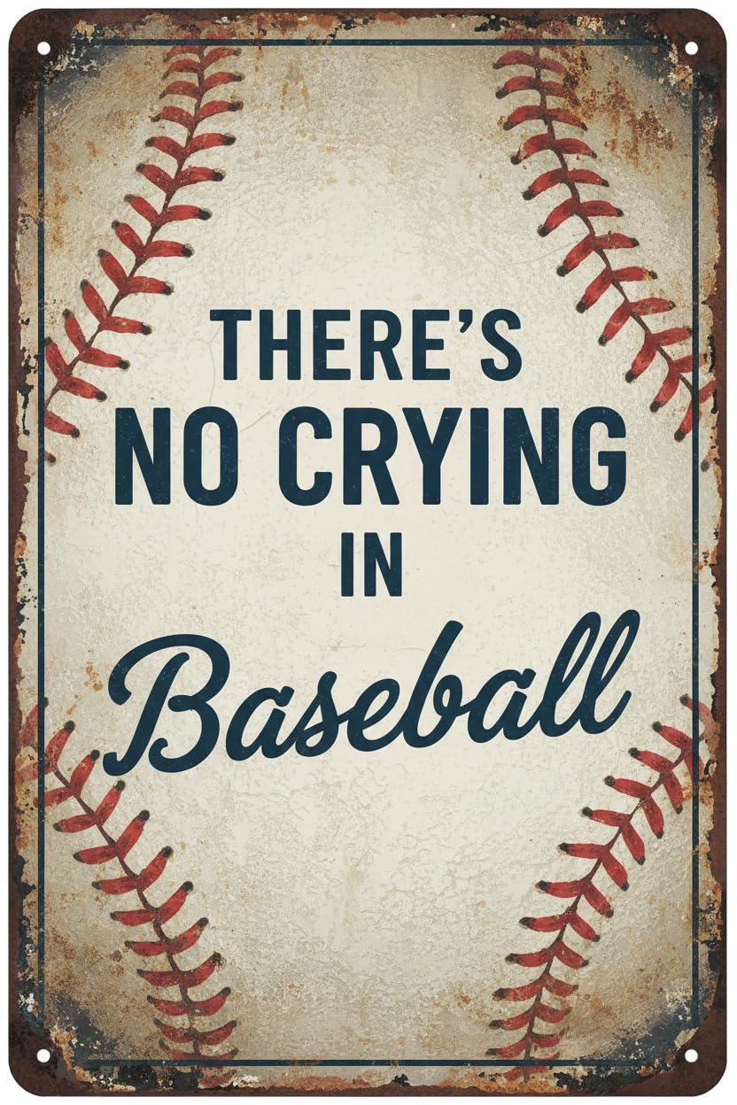 Baseball No Crying In Baseball Tin Sign, 8x12 Inch
