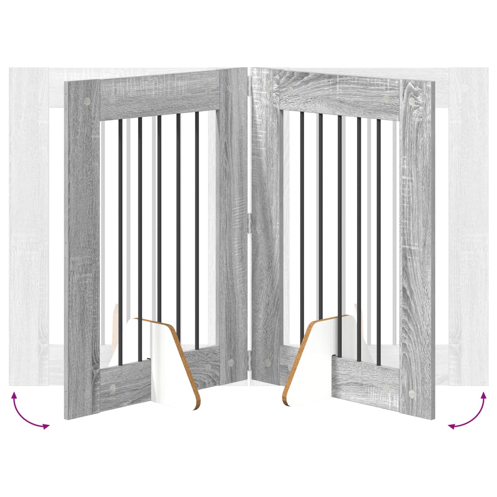 Portería para perros con soporte, 4 unidades, Sonoma gris, 60 x 80 cm, plegable y portátil, para uso en interiores y exteriores, como protección segura para cachorros y perreras