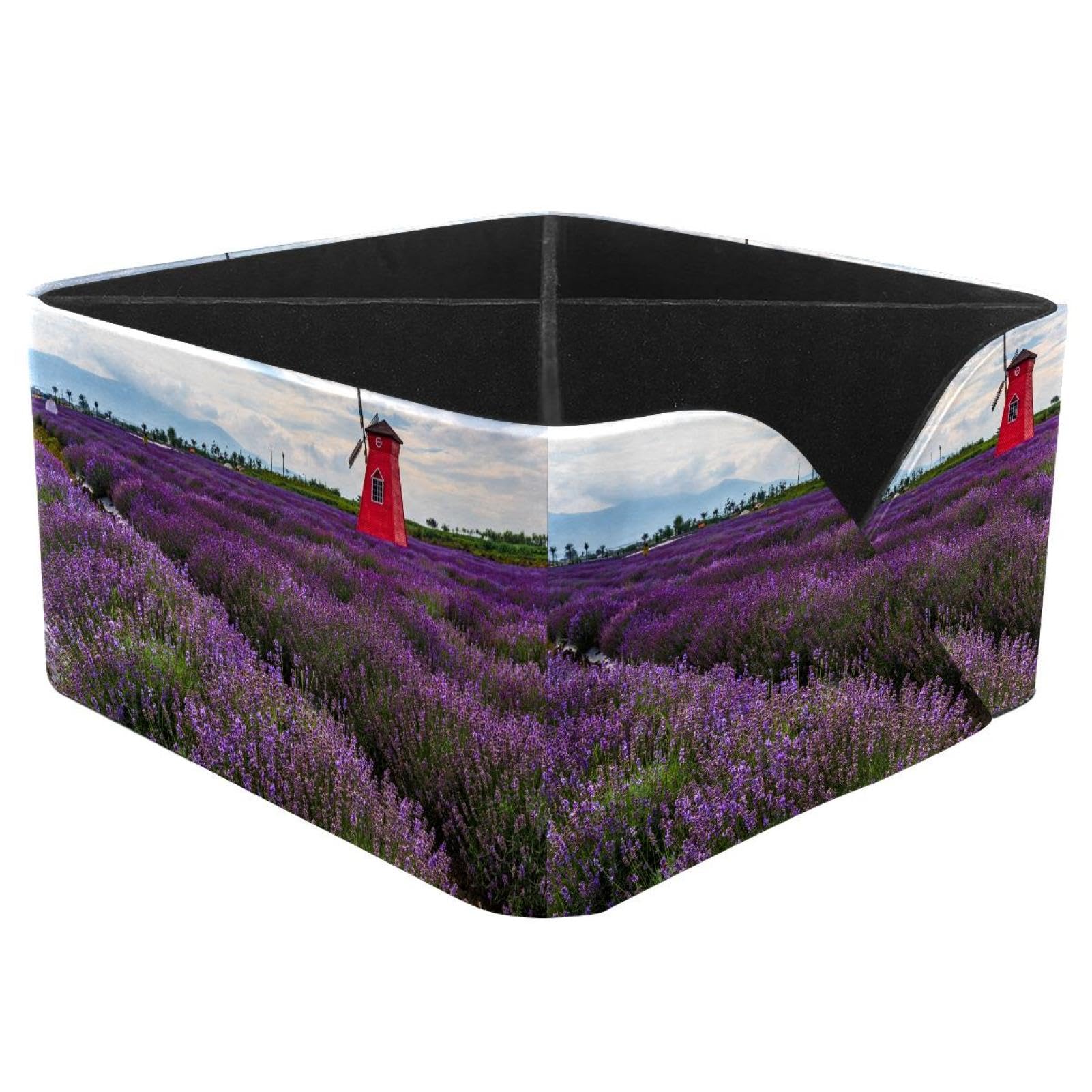 KengjuTesu Lavender Manor Desktop Organizer Pen Holder, Rectangular Pencil Cup for Office, Study and Makeup Stations