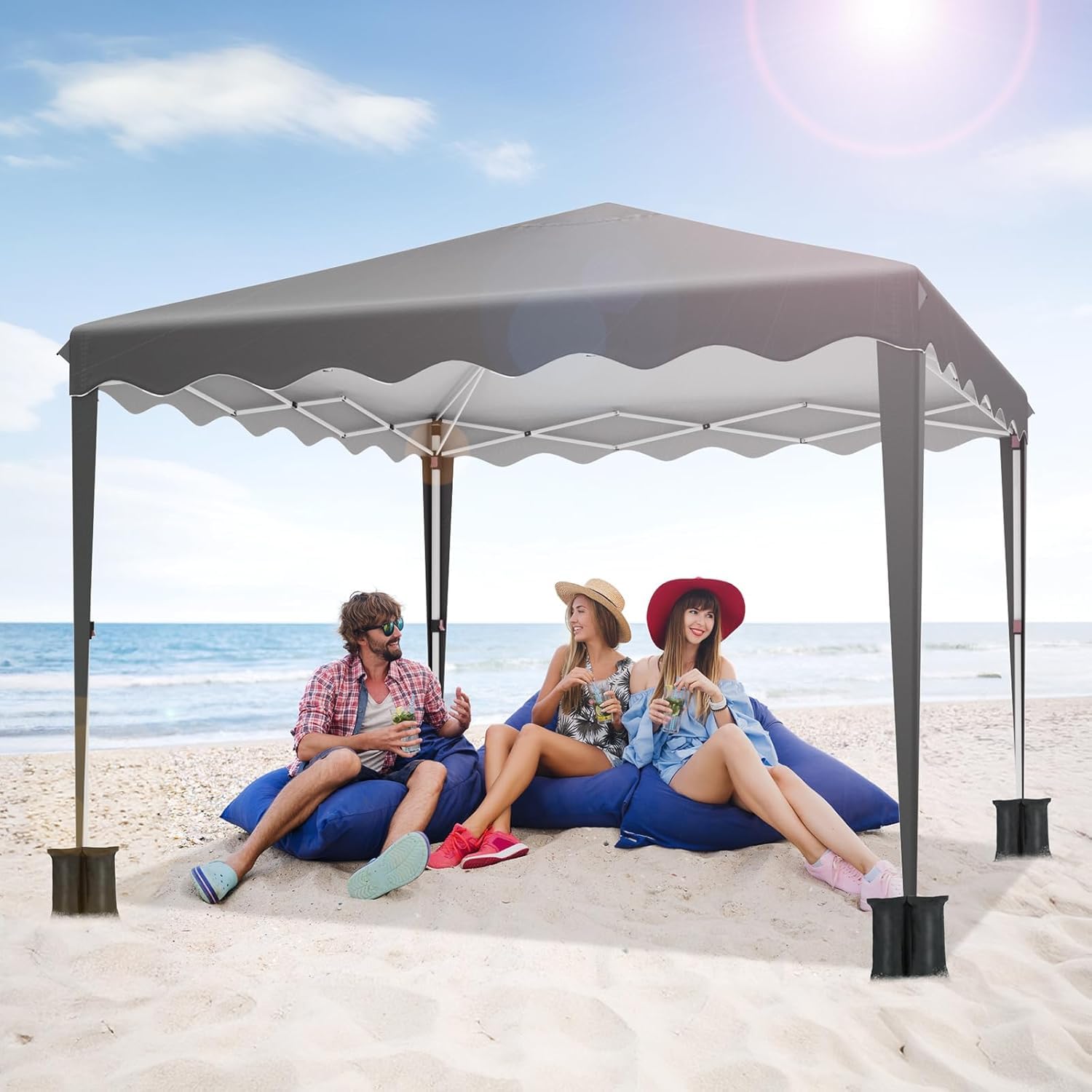 Housse de tonnelle pliable 3 x 3 cm, imperméable, stable, résistante au froid, en tissu Oxford 420D, protection UV 50+, housse de tonnelle de jardin, housse de tonnelle de camping, pliable (gris)
