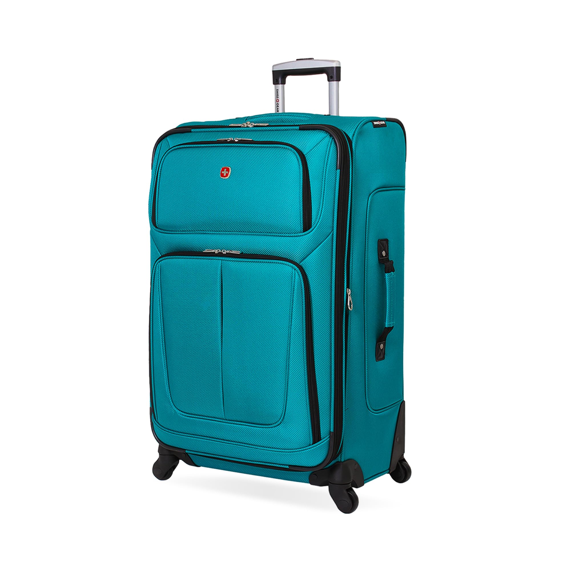 Photo 1 of SWISSGEAR Sion Softside Expandable Spinner Luggage Durable Lightweight Travel Suitcase, Teal, Checked-Large