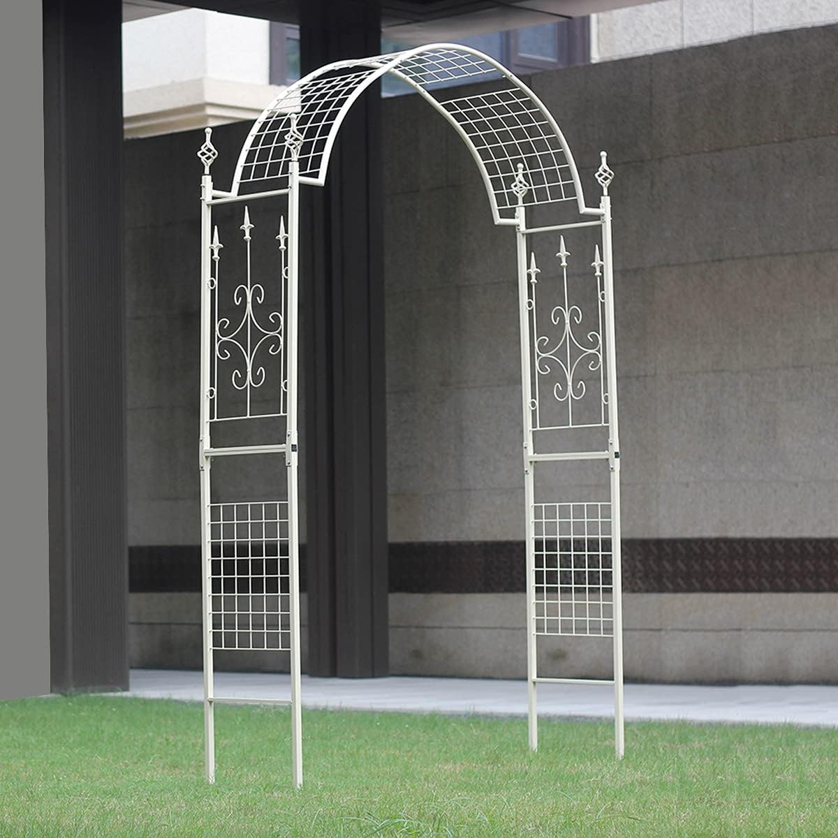 Outdoor Flower Garden Arch Trellis Durable Metal Garden for Climbing Plants Wedding Decoration Iron Pergola Outdoor Garden Lawn Backyard Easy to Assemble White
