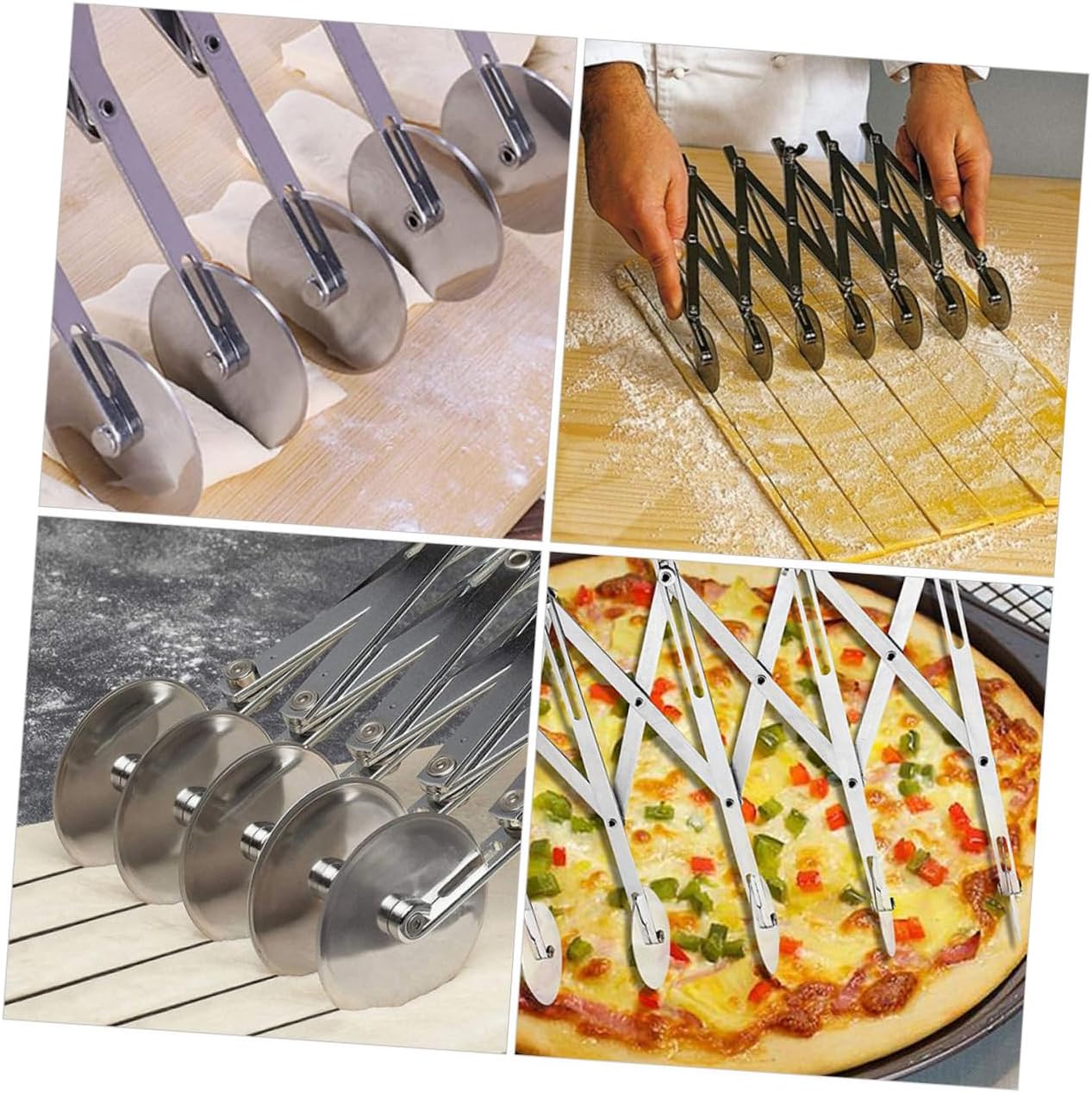 GLEAVI Stainless Steel Wheel Pastry Cutter with Expandable Blades Lightweight Pizza Dough Divider for Even Slices of Pizza Cookies Cakes and Pastry Compact Rolling Tool for Baking and