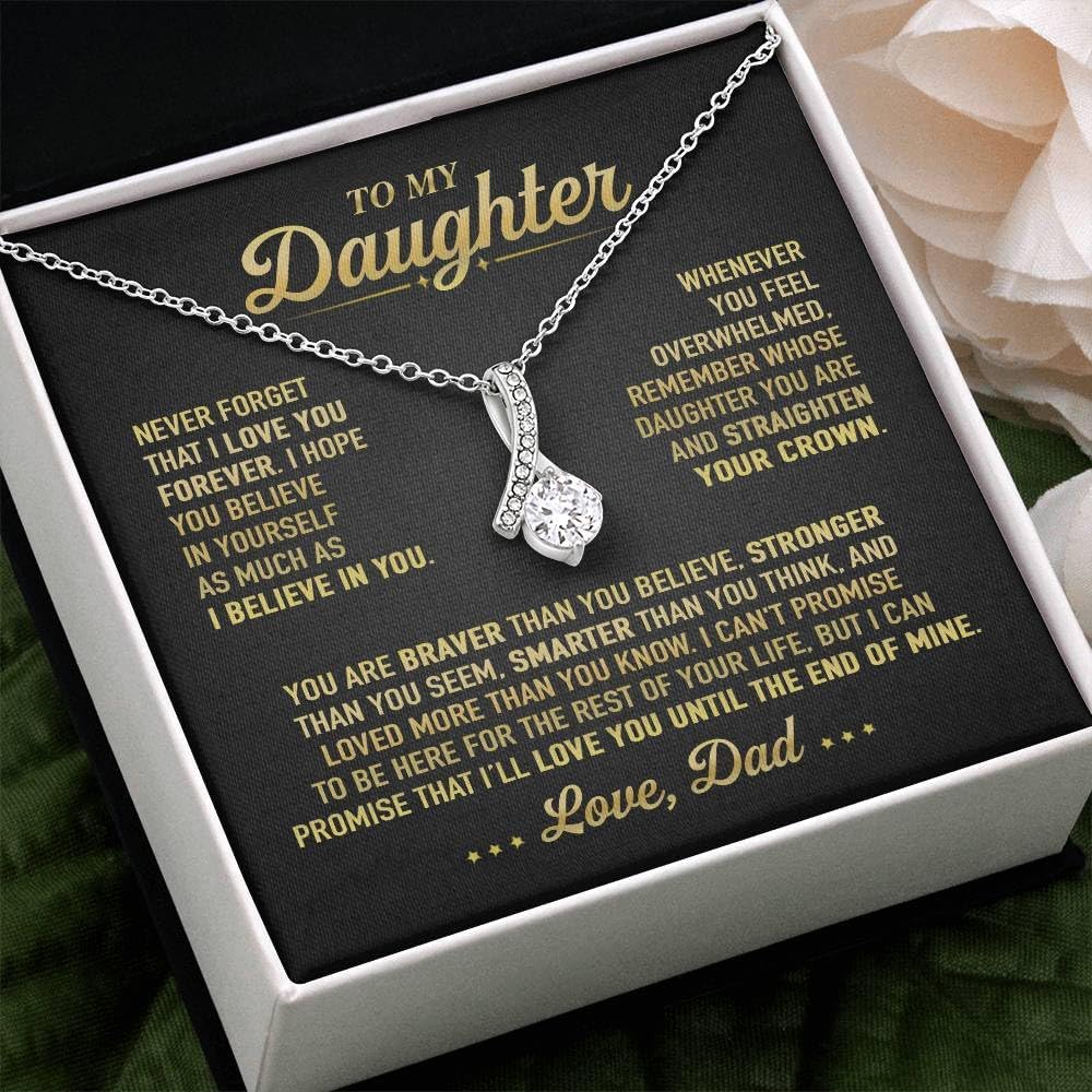 Fa Gifts To My Daughter Necklace from Dad – Meaningful Jewelry Gift with Message Card & Box | Birthday, Graduation, Christmas, or Valentine’s Day Gift for Daughter from Father