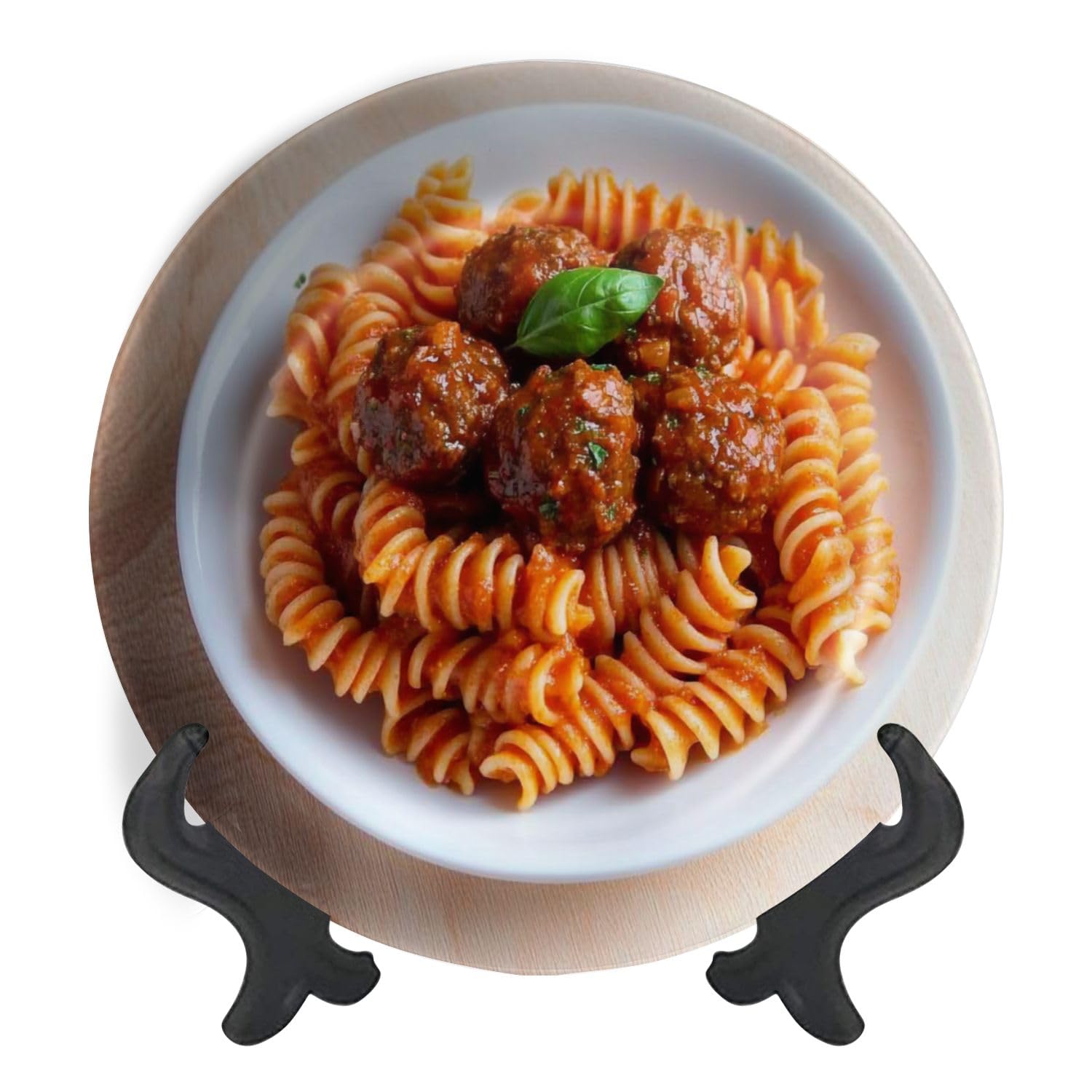 Decorative Plates for Display Meatballs tomato sauce pasta Top view Almondegas Gift Plates Ceramic Collections Plates Hanging Artwork for Living Dining Room Kitchen Souvenir