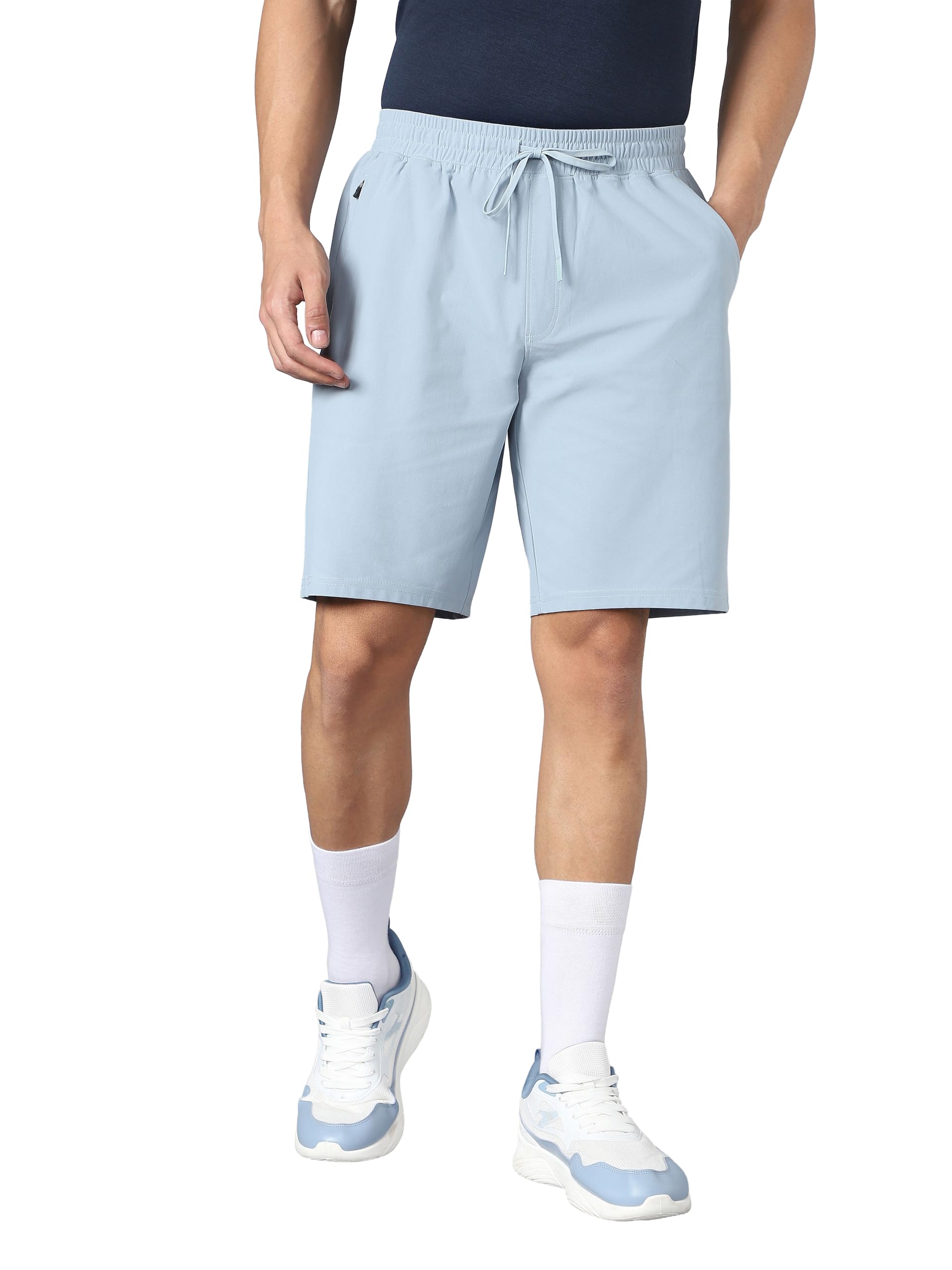 Solid Slim Fit Sports Shorts with DURACOOL-image-1