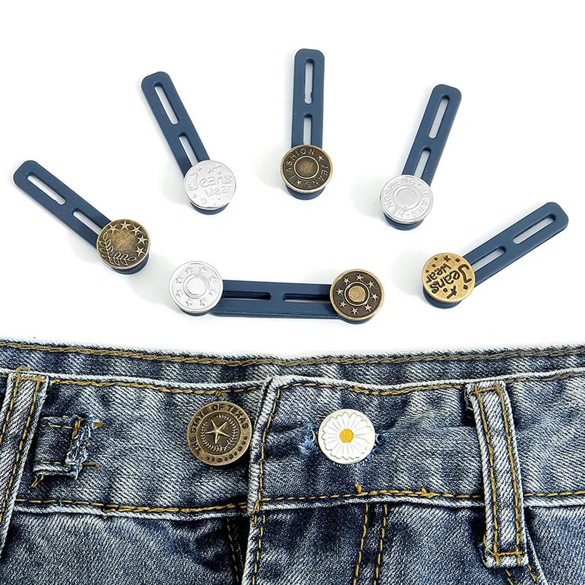 Set Estensione Vita Per Pantaloni E Jeans - 10 Pezzi, Bottoni In Silicone E Metallo, Regolabili Da 3 A 7,5 Cm