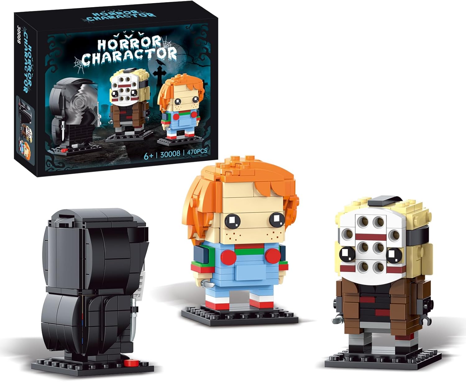 Horror Movie Action Figure Building Set, Scary Buildable Characters Compatible with Lego for Adults, Spooky Halloween Desk Decor & Collectibles 483 Pcs