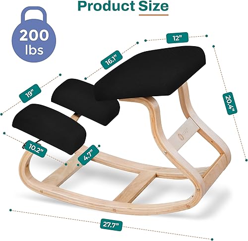 Miniatura 26 de NYPOT Silla ergonómica de rodillas con asientos ajustables, silla de rodilla para corrección de postura y taburete mecedora para escritorio - Alivio