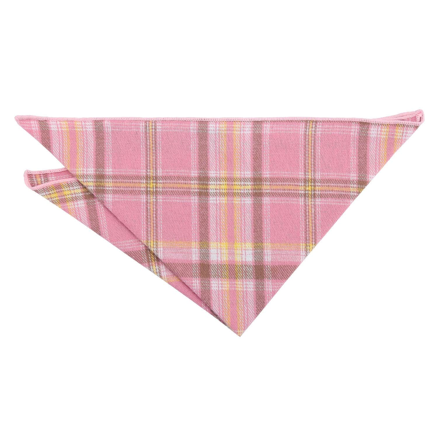 DQT Madras Plaid Patterned Cotton Handkerchief Pocket Square - Dusty Rose