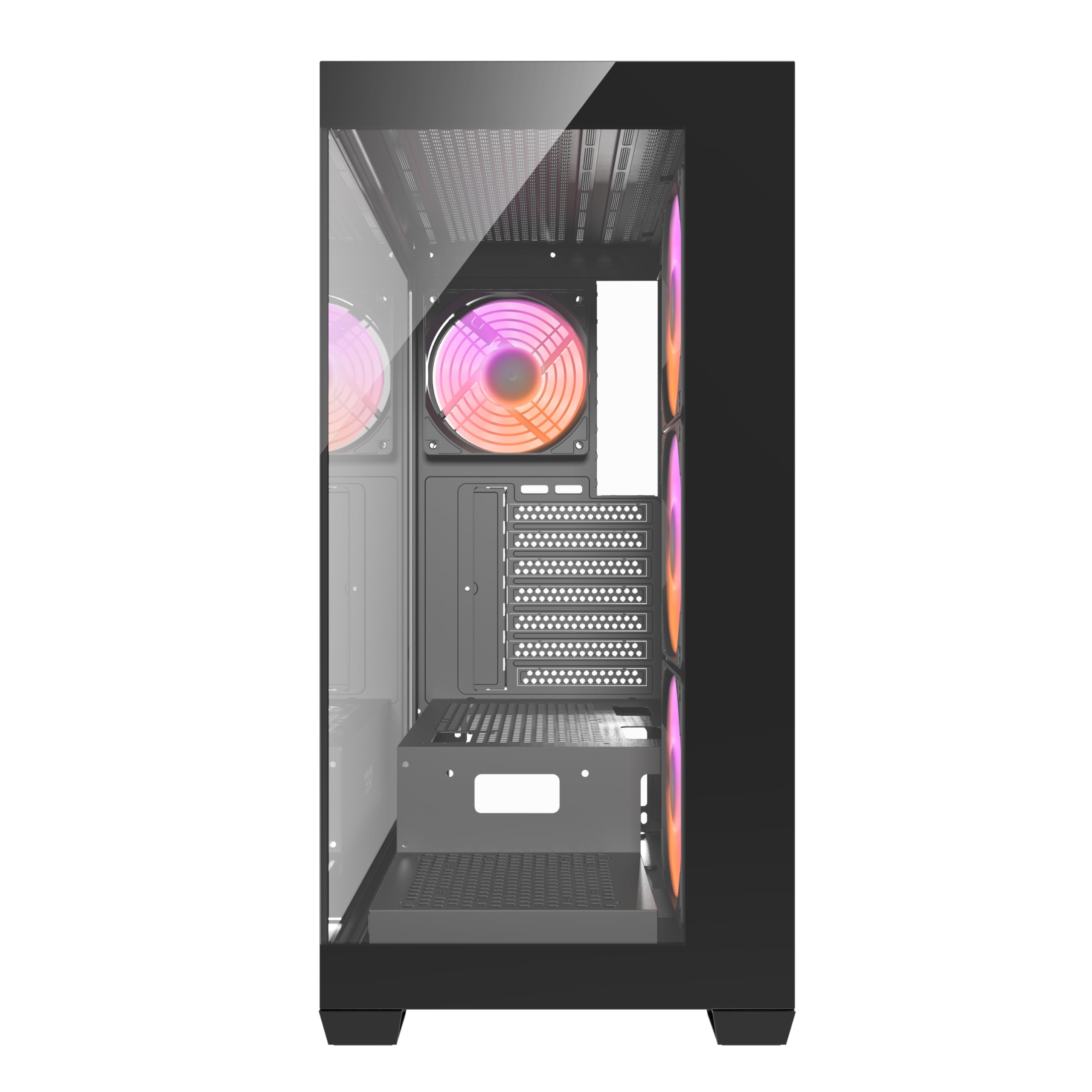 DarkFlash DS900 Caja de PC ATX, Vidrio Templado Lateral y Frontal, 4 Ventiladores Incluidos ARGB, Negro, USB-C,