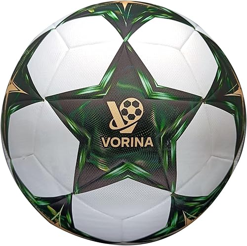 Vista 8 de Balón de fútbol prémium tamaño 5 – Pelota oficial de piel sintética para entrenamiento y juegos – Rendimiento para todo tipo de clima – Incluye Verde