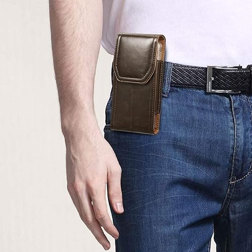 Miniatura 7 de LUXMO - Funda vertical para teléfono, portátil, de piel, con clip para cinturón, bolsillo con anillo para colgar, compatible con iPhone 7 Plus 8