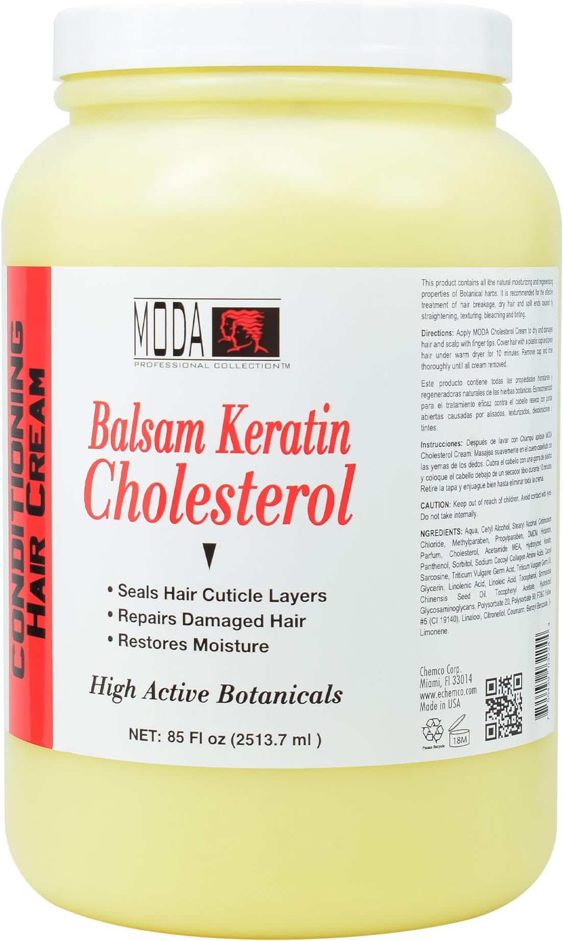 MODA - Balsam Keratin Cholesterol - Strengthens and Revitalizes - 85 OZ
