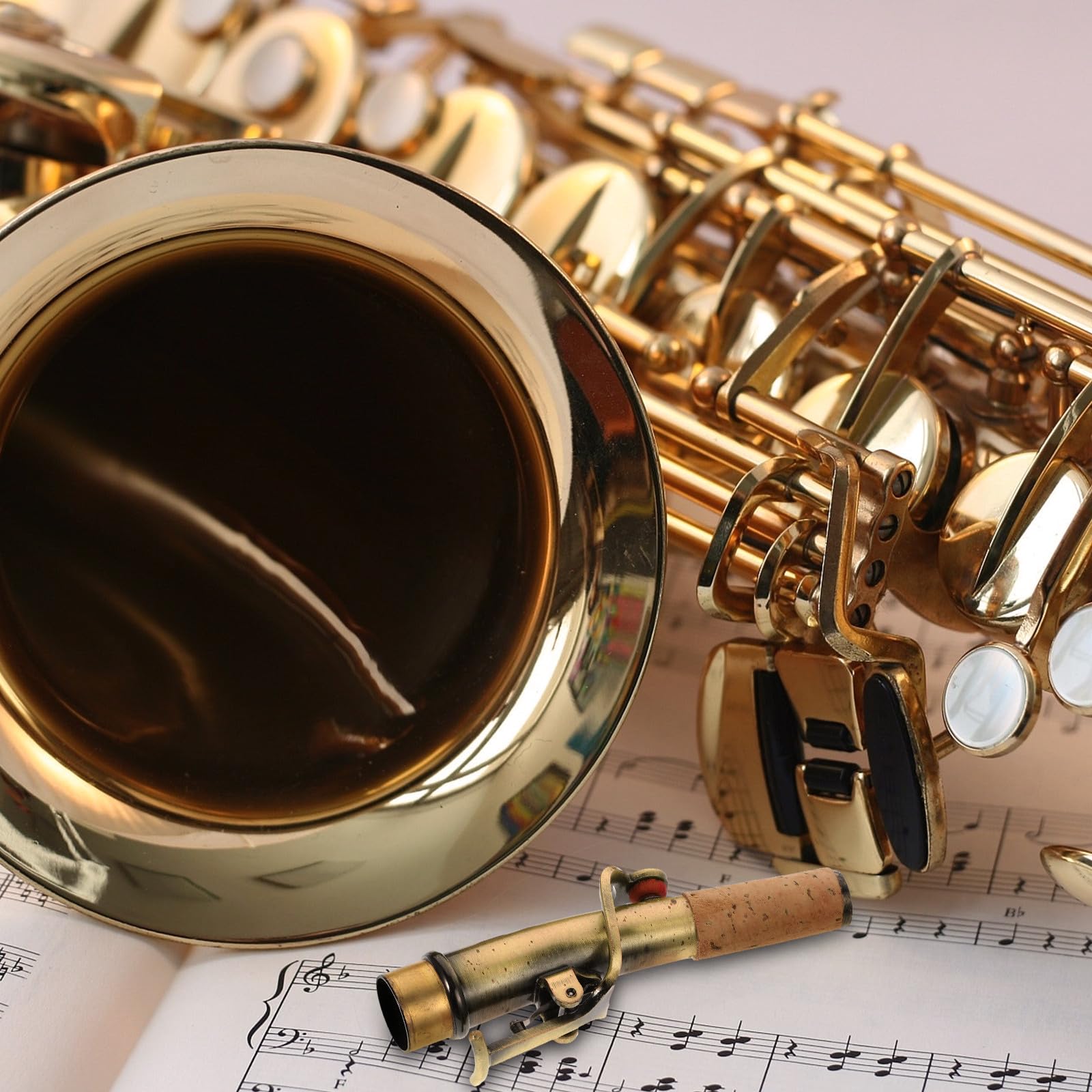 Lot de 2 Manches pour Saxophone Soprano Anciens, Col Droit et Col Courbé en Bronze, Accessoires Solide pour Saxophone Vintage, Adaptés aux Débutants et Usage Professionnel,