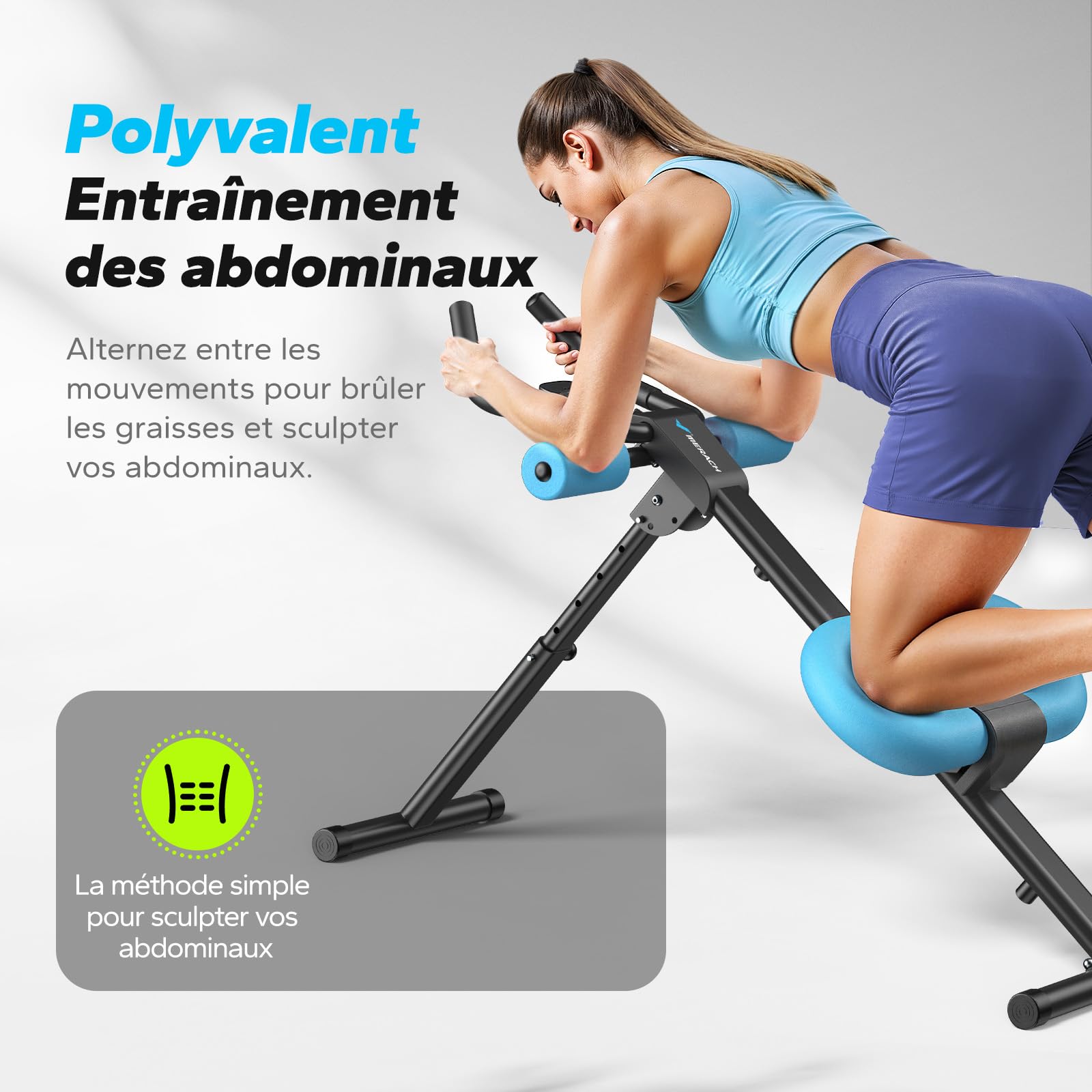 MERACH Entraîneur Abdominal, entraîneur de Muscles abdominaux pour la Maison, Appareil d'entraînement Multifonctionnel pour l'entraînement Complet du Corps, Machine Abdominale avec Moniteur LCD