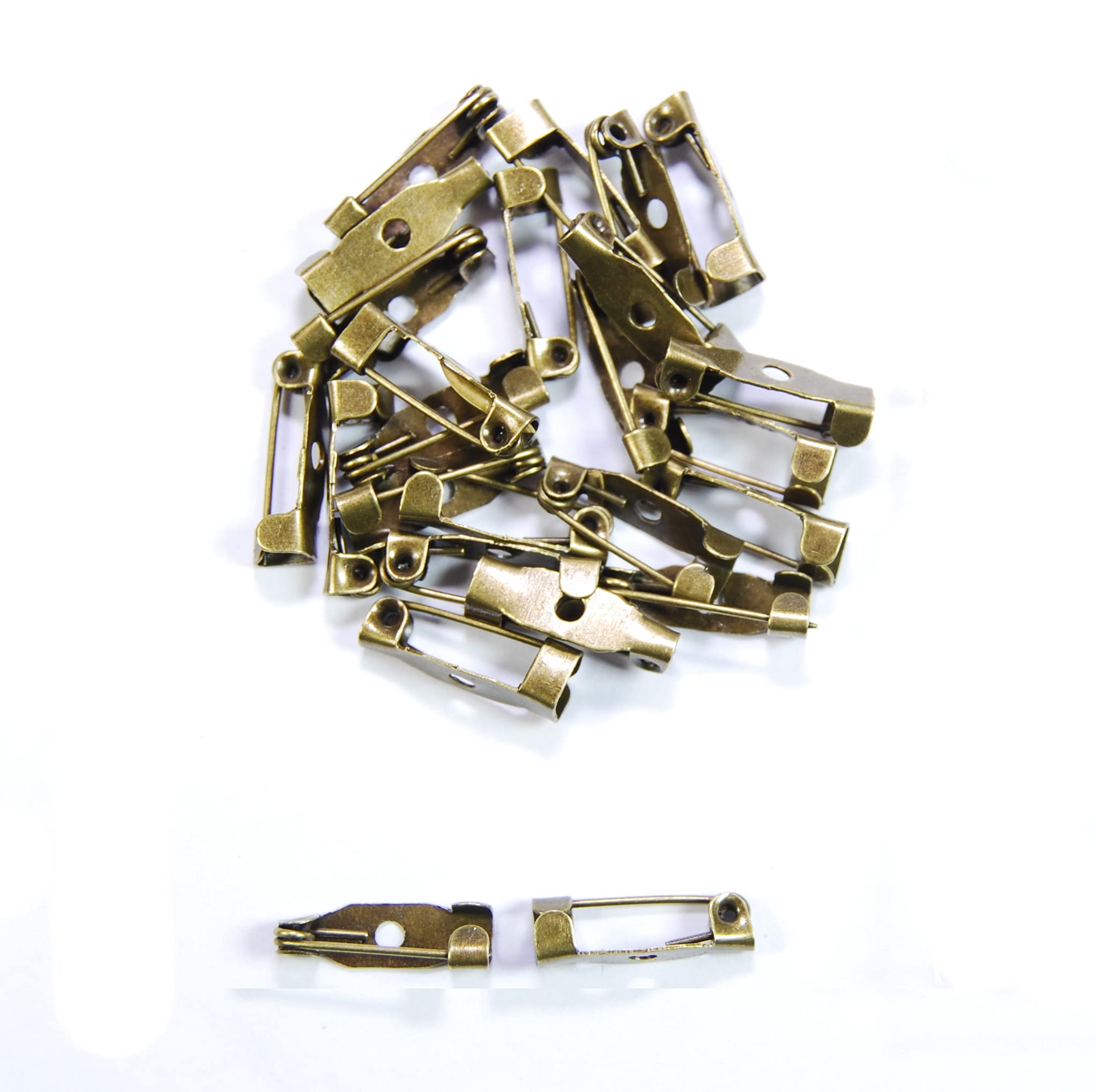 celloexpress Antique Bronze Brooch Bar Pins - Backs for Jewellery Making Findings (Antique Bronze - 15mm x 6mm - Hook Bar (1 Hole), Pack of 50)