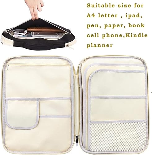 Miniatura 6 de Organizador de cartera de viaje impermeable A4, bolsa de documentos, multifuncional, bolsa de viaje con cremallera para cuaderno, iPad, diarios,