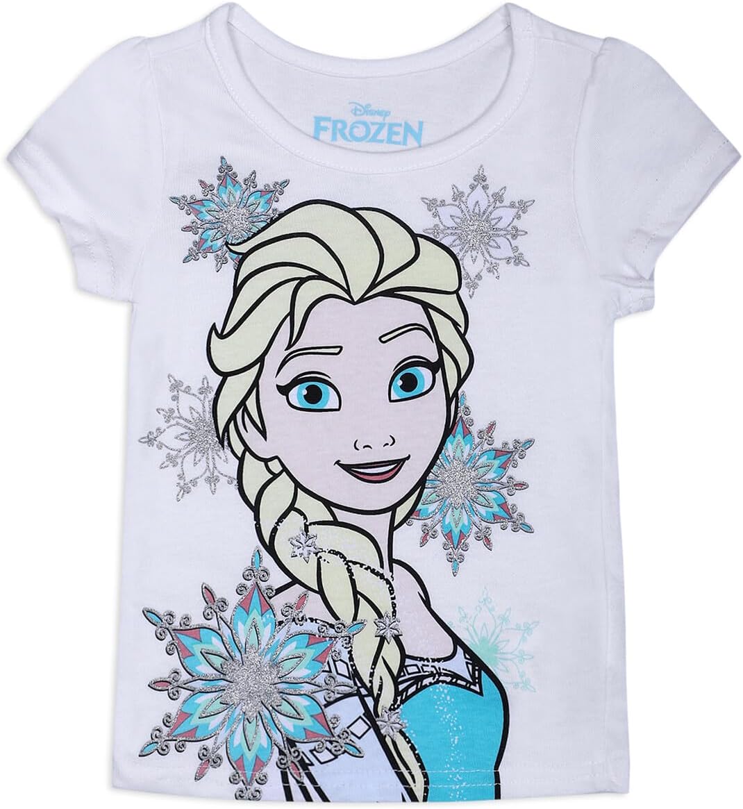 Disney Frozen Girls Elsa and Anna 3 Pack T-Shirts for Toddler and Little Kids - Image 4