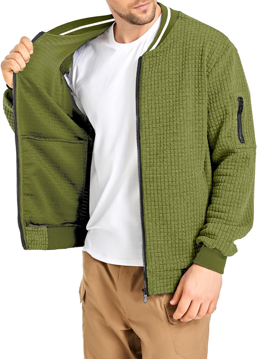 Mens Lightweight Jacket Casual Bomber Jacket Varsity Coat - Image 2