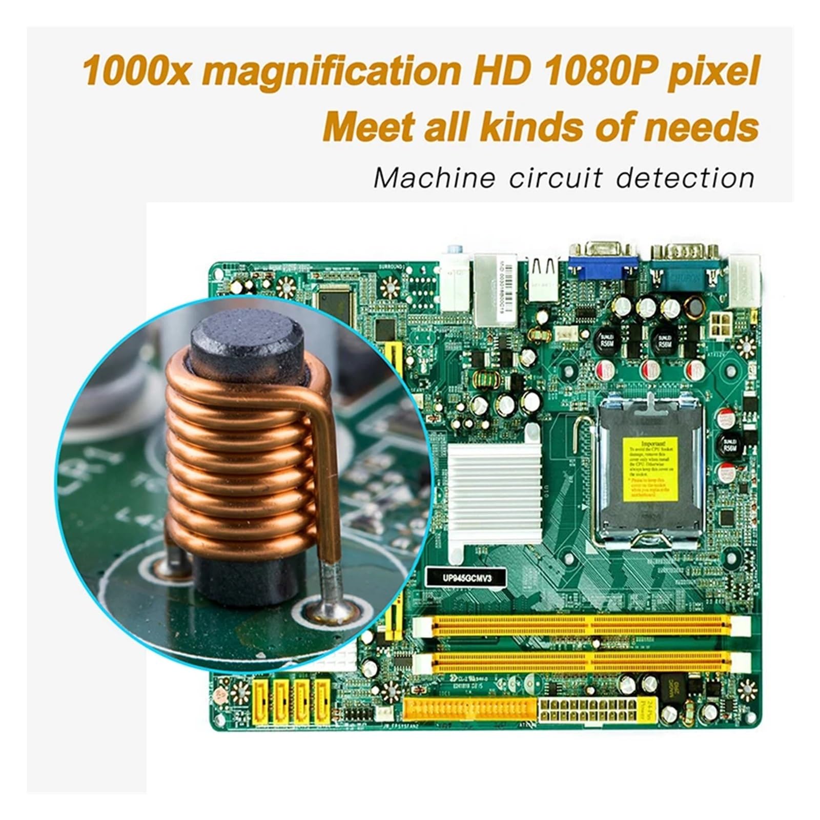 1000X 3in1 USB Digital Microscope Type-C Electronic Camera 8 LED Magnifier Adjustable Magnification With Stand