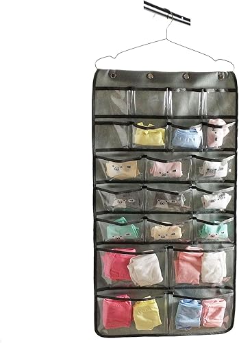 Miniatura 3 de NIMES Organizador de ropa interior para colgar ropa interior y sujetador de doble cara, almacenamiento de accesorios con 42 bolsillos transparentes