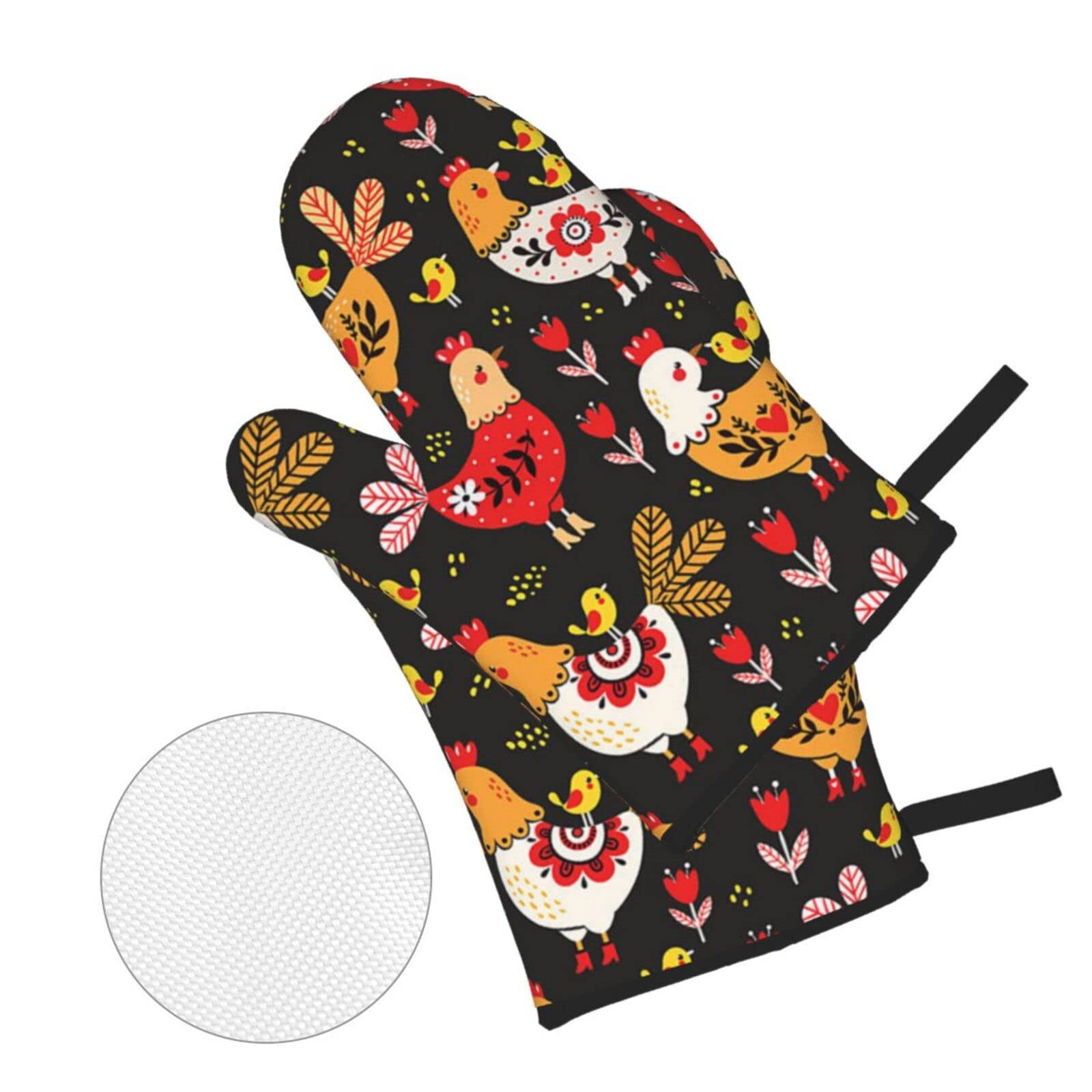 Ensemble De Gants De Cuisine Et Maniques Avec Motif Coq, Gants De Cuisine Et Maniques Résistants à La Chaleur Et Maniques Antidérapantes Pour La Cuisson, La Cuisson Au Gril