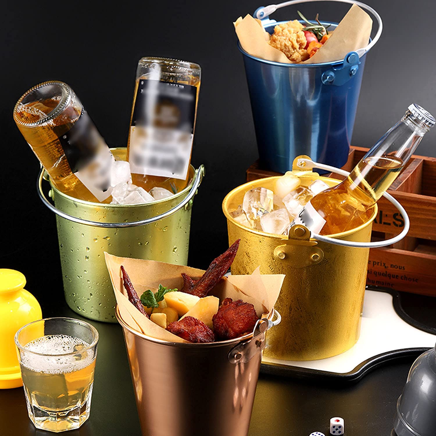 SecchielloSecchiello per Ghiaccio con Coperchio e pinze per ghiaccioSecchiello per Champagne in Acciaio Inossidabile Secchiello per Ghiaccio per Vino Champagne Birra Bevande Ottimo per la casa