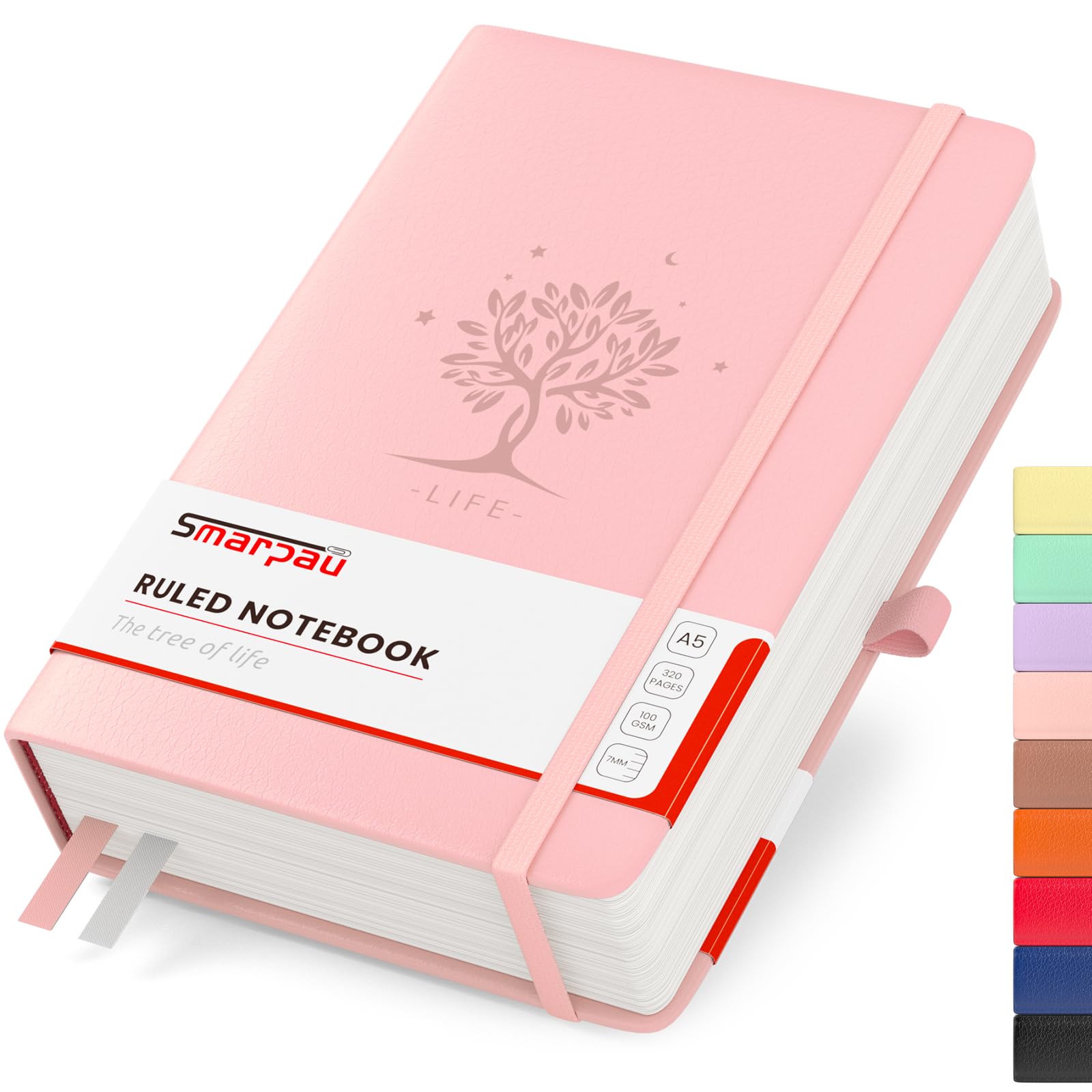 Smarpau Notebook A5-320 Pages Hardcover Leather Journal Notebook, 100gsm Thick Paper