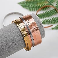 Vista 5 de ABBECIAO Pulsera delgada de cobre macizo, acabado para estampado y grabado de metal, 1/8" x 6"- 14ga. Paquete de 6