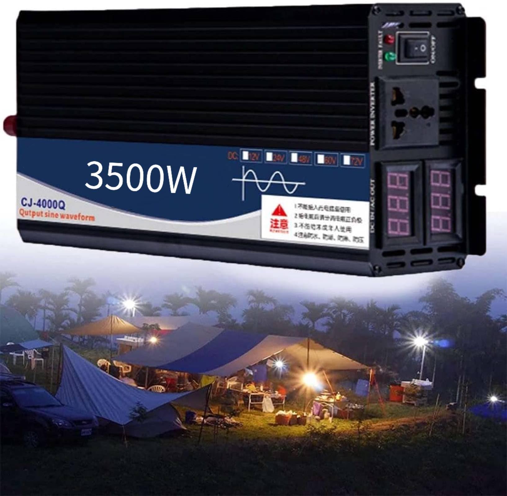 3500 W 4000 W 5000 W High Power Pure Sinus przetwornica napięcia, 12 V, 24 V, 48 V, 60 V, 72 V na 110 V, transformator domowy, z 2 wyjściami AC, ładowarka samochodowa do laptopa, telefonu, mała
