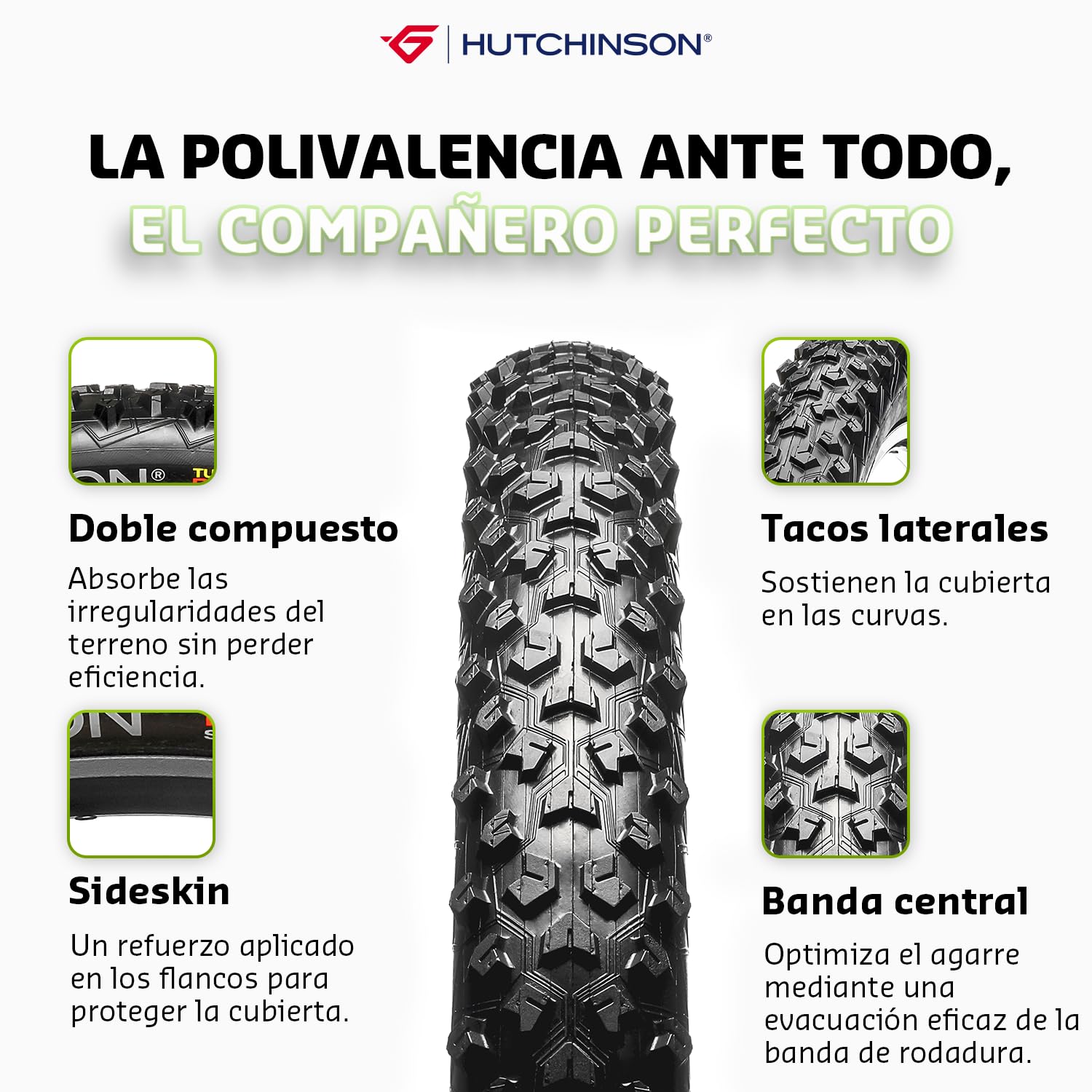Hutchinson - TAIPAN XC - Cubierta MTB para Todos los Terrenos - Ligereza y Agarre - Varillas Flexibles - Negro - Tubeless Ready