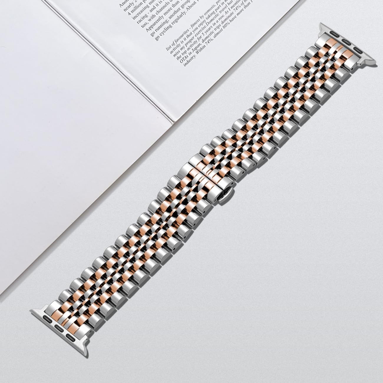 7-Beads Stainless Steel Watch Band For Men Women Compatible With Apple Watch 38mm/40mm/41mm/42mm/44mm/45mm/46mm//49mm Metal Watch Bands for iWatch Series 10/9/8/7/6/5/4/3/2/1 Ultra/SE