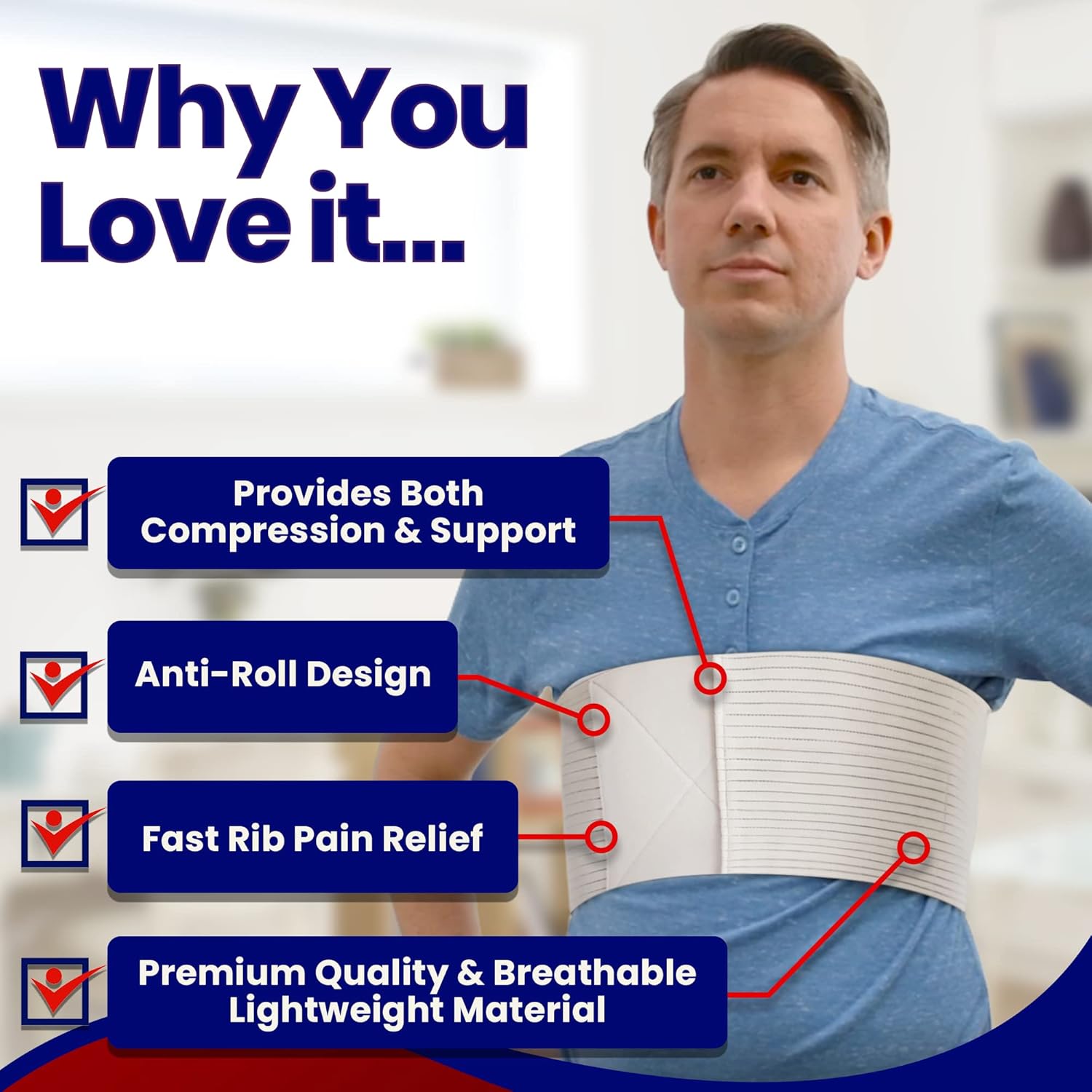 Buy Chest Binder Rib Brace Beige Rib Belt to Reduce Rib Cage Pain