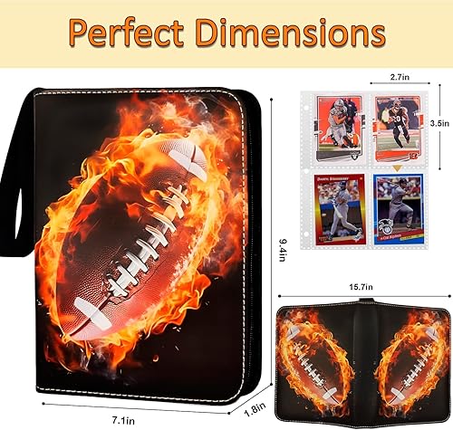 Miniatura 8 de Carpeta para tarjetas de béisbol, 900 bolsillos, 50 mangas, carpeta de béisbol grande, 3 anillos con cremallera, soporte para tarjetas