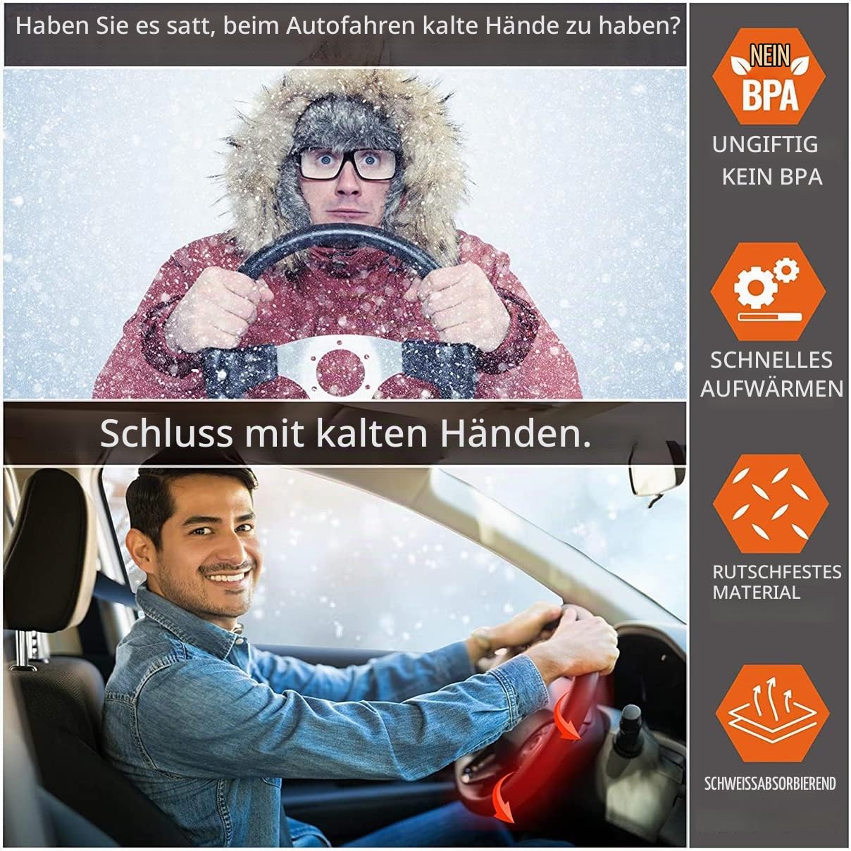 GJXJY Lenkradhülle Auto Lenkradheizung beheiztes Lenkrad Beheizt Anschluss Am 12V Zigarettenanzünder Lenkrad Heizung Auto Lenkrad Wärmer Winter